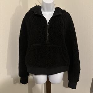 Lululemon Oversized Scuba Hoodie Half Zip Fuzzy Sherpa Black Sz XS/S